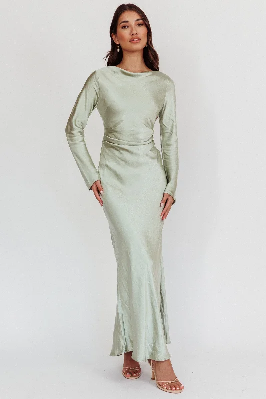 New Arrival Loveland Cowl Back Midi Dress Sage