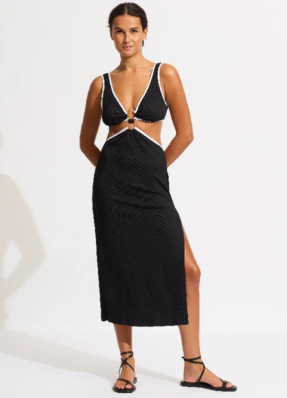 Limited Time Offer Beach Bound Beach Boidi Midi Dress - Black