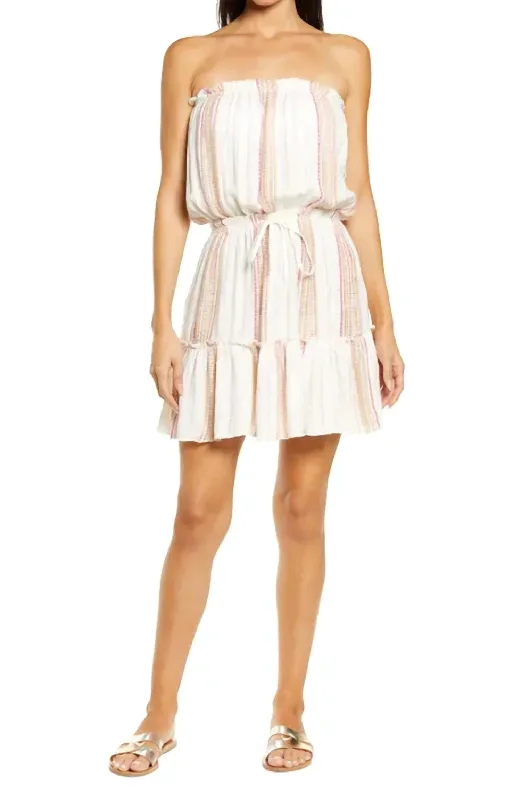 Special Discount Strapless Cover-Up Dress In White Rose