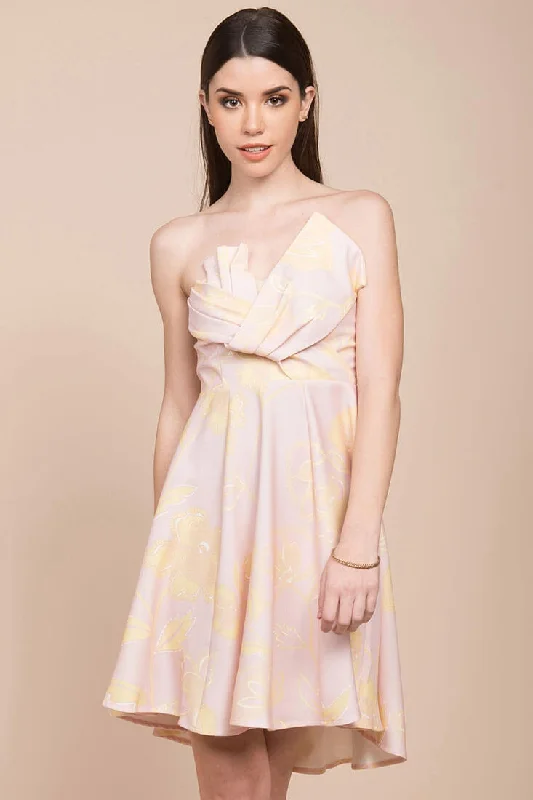 New Markdowns Elise Strapless Formal Dress Pink & Yellow