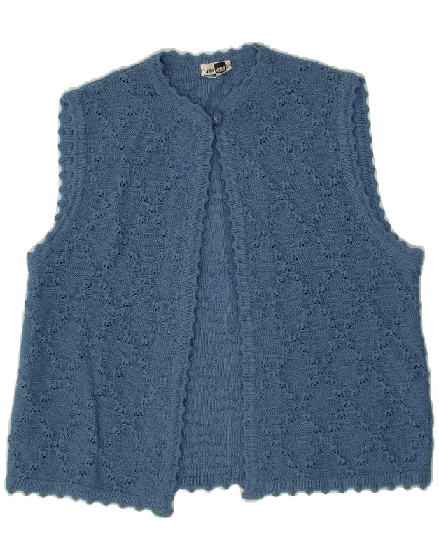 Price Rollback VINTAGE Womens Sleeveless Cardigan Sweater UK 14 Medium Blue New Wool Price Rollback VINTAGE Womens Sleeveless Cardigan Sweater UK 14 Medium Blue New Wool