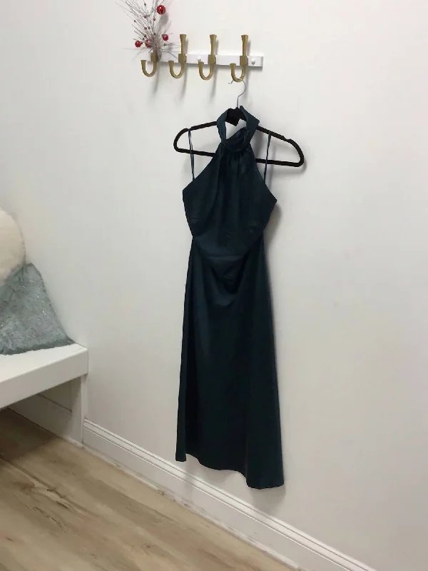 Limited Availability Pine Satin Dress In Pine Green