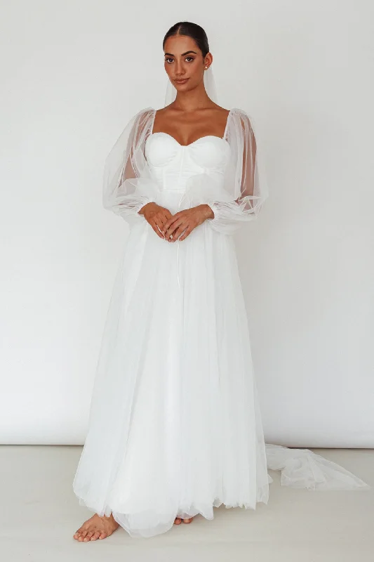 Buy More, Save More Fairytale Dream Sheer Sleeve Maxi Dress White
