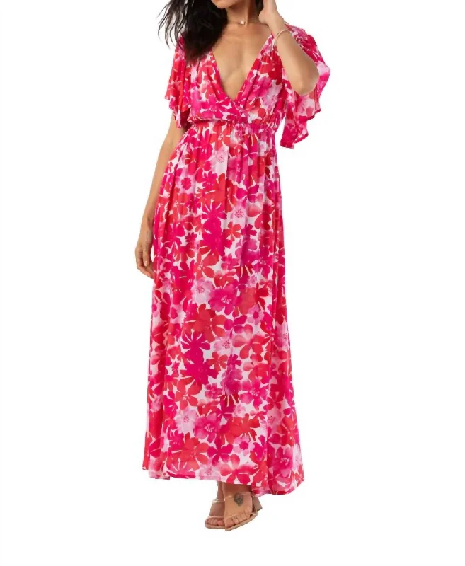 Midnight Sale Bowie Maxi Dress In Flower Pink