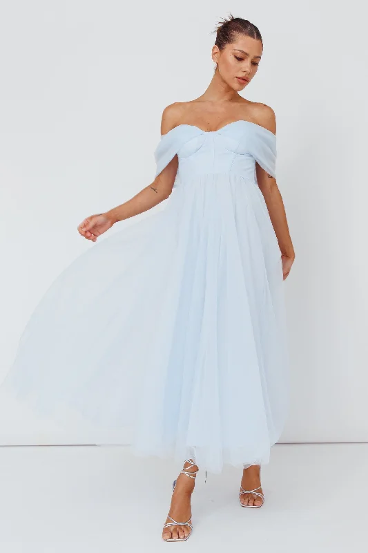 Special Buy Dreamers & Lovers Off-Shoulder Maxi Dress Powder Blue