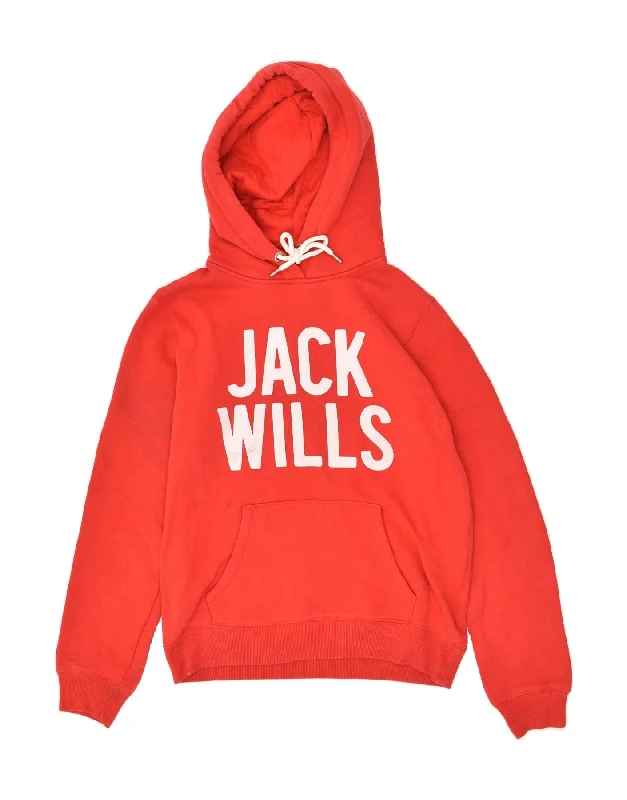 YEAR-End Sale JACK WILLS Womens Oversized Graphic Hoodie Jumper UK 10 Small  Red