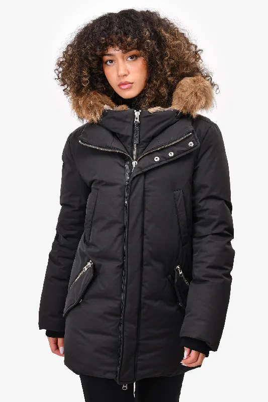 Inventory Reduction Mackage Black Down Fur Hood Parka Size 38