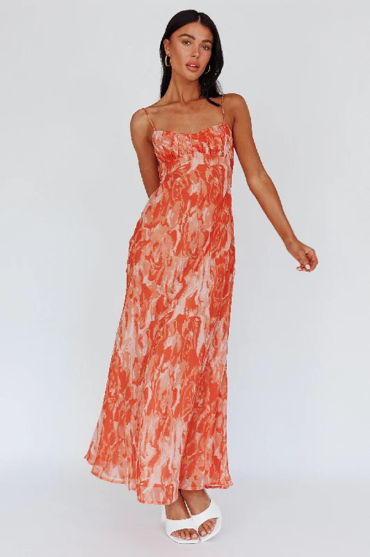 Buy Now Nerida Twist Back Maxi Dress Swirl Orange