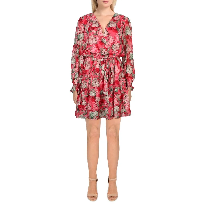 Special Price Womens Chiffon Floral Fit & Flare Dress