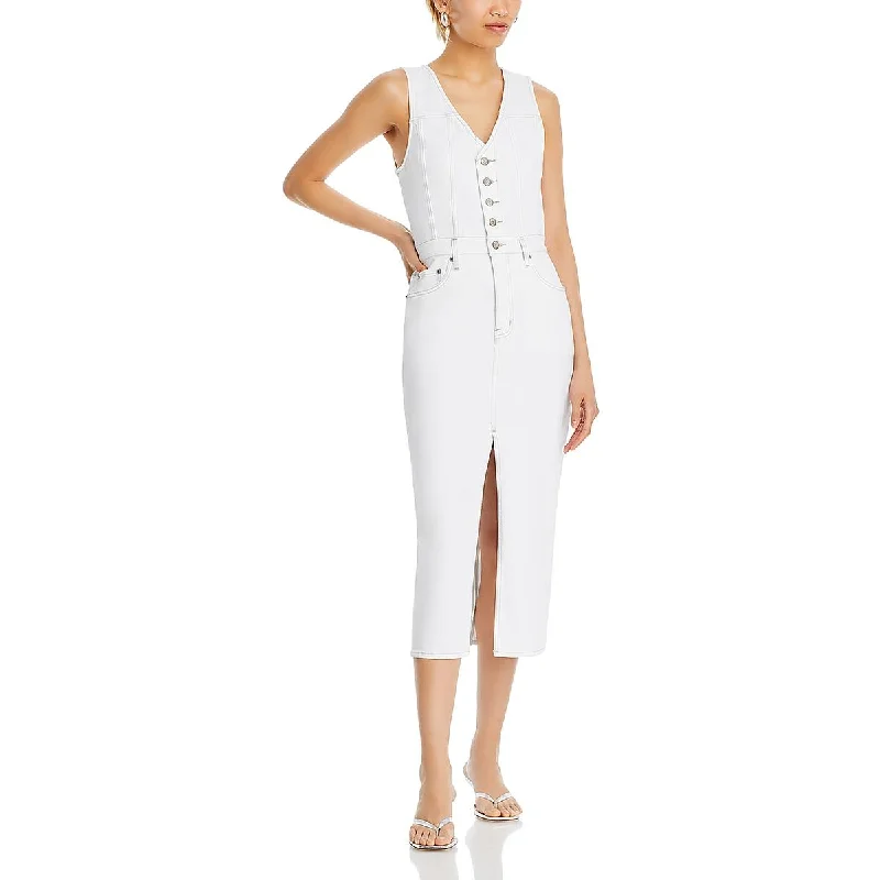 Extra Discounts Womens Denim Sleeveless Midi Dress
