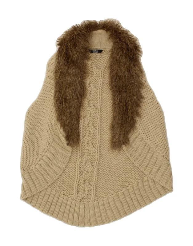 Best Deals MARKS & SPENCER Womens Sleeveless Open Cardigan Sweater UK 10 Small Beige