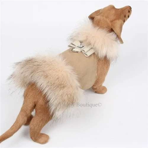 Buy More, Save More Susan Lanci Big Bow Fur Coat- Camel with Ivory Fox