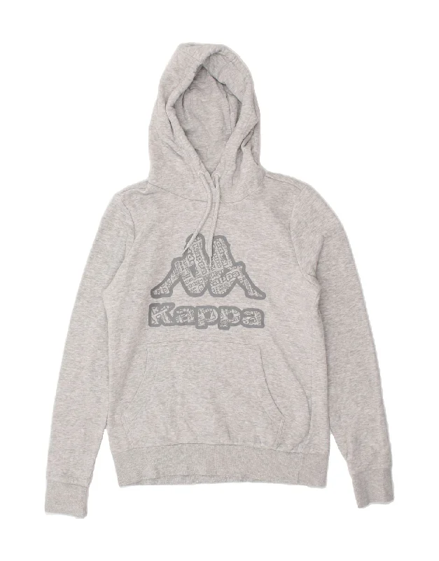 Crazy Deals KAPPA Womens Graphic Hoodie Jumper UK 10 Small Grey Cotton