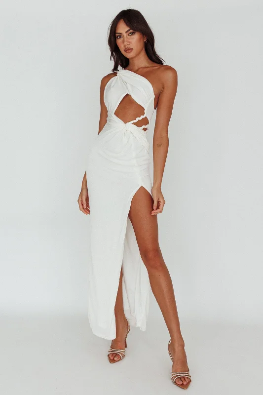Unbeatable Prices Kiah Twist Accent Thigh Split Midi Dress White