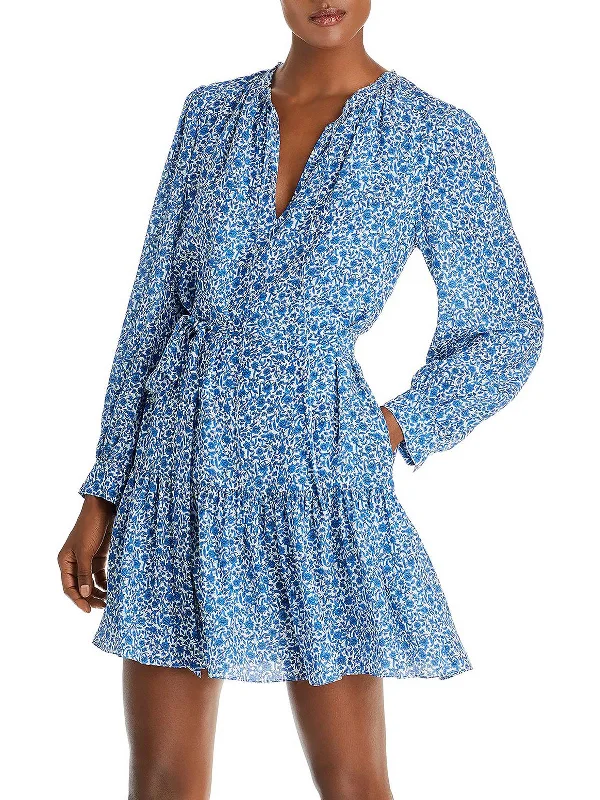 Crazy Savings Womens Tie Neck Mini Shift Dress