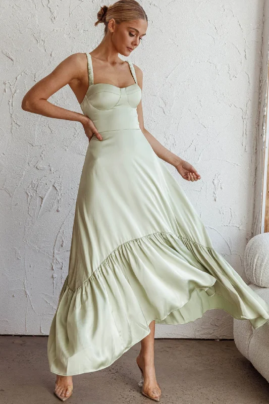 Online Specials Belle De Jour Flounce Hem Midi Dress Pistachio