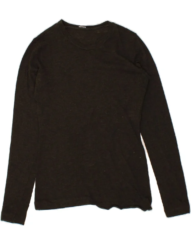 Price Buster ASPESI Womens Crew Neck Jumper Sweater UK 14 Medium Brown Wool