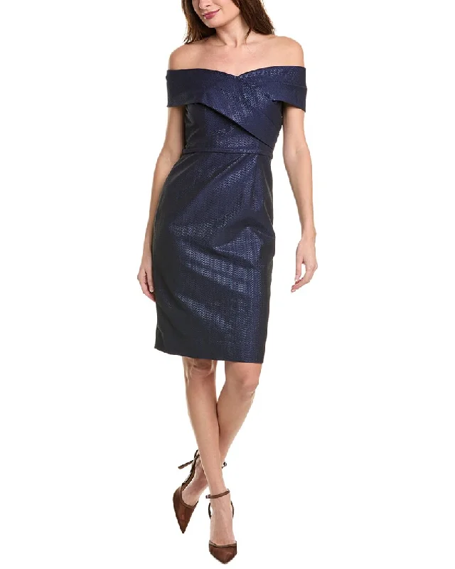 Daily Deals Teri Jon by Rickie Freeman Textured Bow Back Sheath Dress