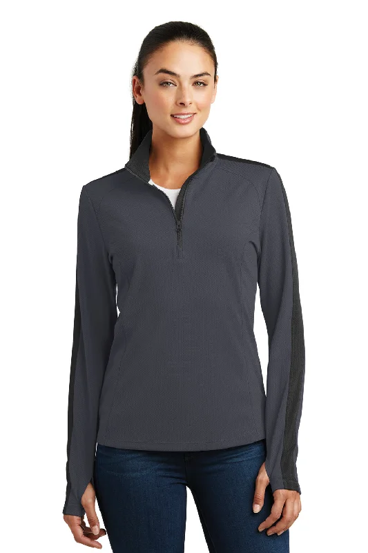 Act Fast Sport-Tek Womens Sport-Wick Moisture Wicking 1/4 Zip Sweatshirt - Iron Grey/Black - Closeout Act Fast Sport-Tek Womens Sport-Wick Moisture Wicking 1/4 Zip Sweatshirt - Iron Grey/Black - Closeout