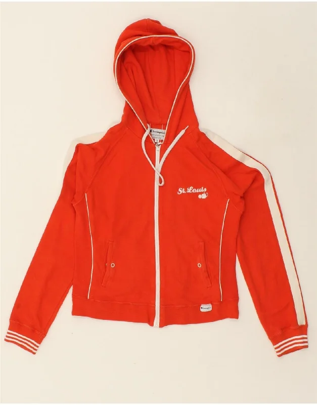 Exclusive Savings CHAMPION Womens Graphic Zip Hoodie Sweater UK 10 Small Red Colourblock