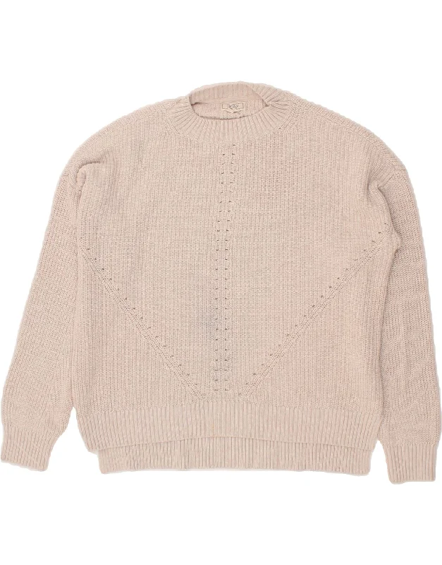 Bonus Savings FAT FACE Womens Crew Neck Jumper Sweater UK 14 Large  Beige Cotton