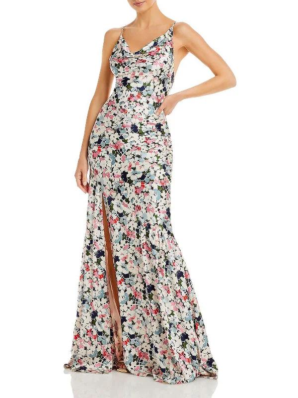 Stock Clearance Womens Silk Cowl-neck Maxi Dress