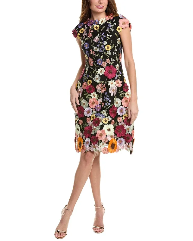 New Markdowns Teri Jon by Rickie Freeman Embroidered Floral A-Line Dress