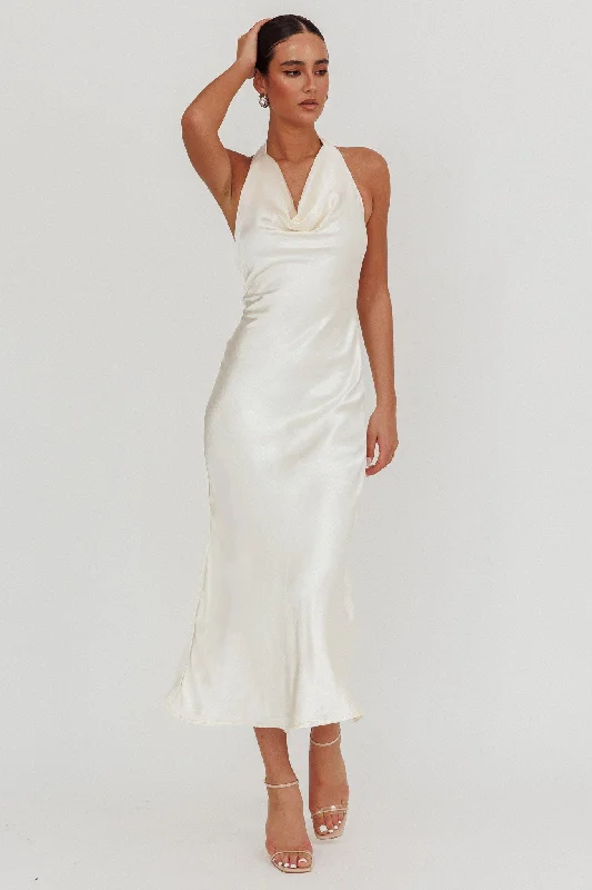 Deal Zone Element Halterneck Maxi Dress Champagne