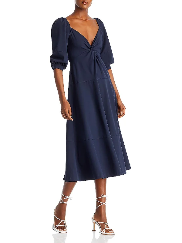 Price Fest Kristine Womens Knot-Front Polyester Midi Dress
