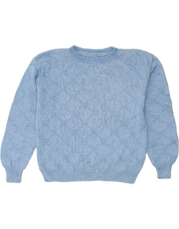 Last Chance VINTAGE Womens Boat Neck Jumper Sweater UK 14 Large Blue