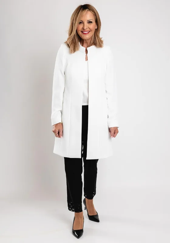 Hurry In Christina Felix High Neck Longline Jacket, White