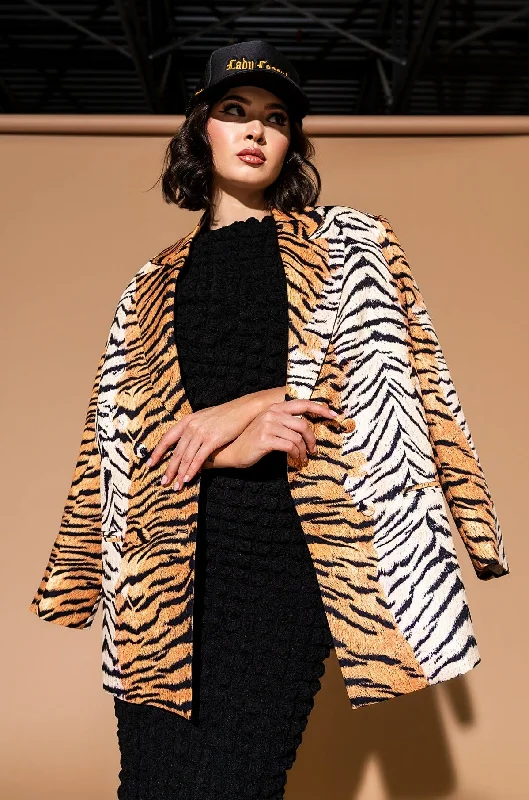 Low Prices Make Me Wanna Lala Boyfriend Blazer in Tigress