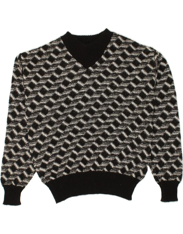 Exclusive Savings VINTAGE Womens Turtle Neck Jumper Sweater IT 48 XL Black Striped