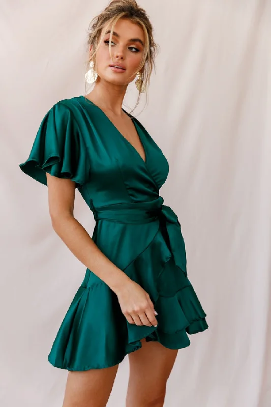 Sale Event Cami Angel Sleeve Faux Wrap Dress Jade