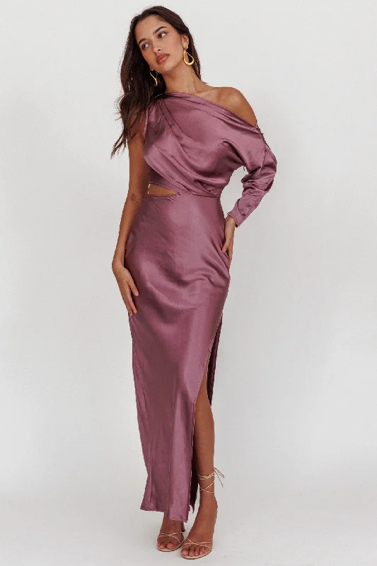 Special Discount See You Again One Sleeve Maxi Dress Grape