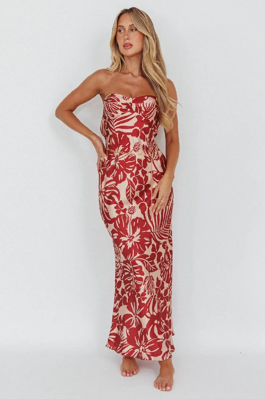 Stock Clearance Kona Cowl Back Midi Dress Floral Flame