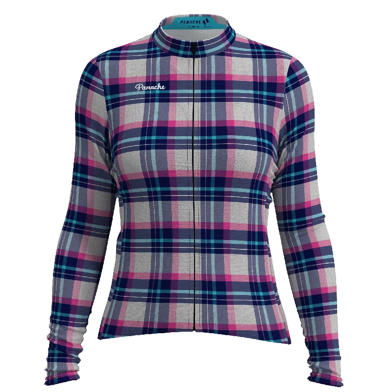 Season Finale Sale W's Pro THERMAL Long Sleeve Jersey - Pink Plaid