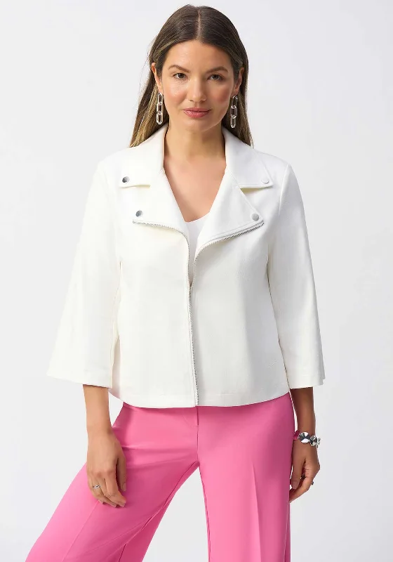 Stock Up and Save Joseph Ribkoff Faux Suede Biker Jacket, White