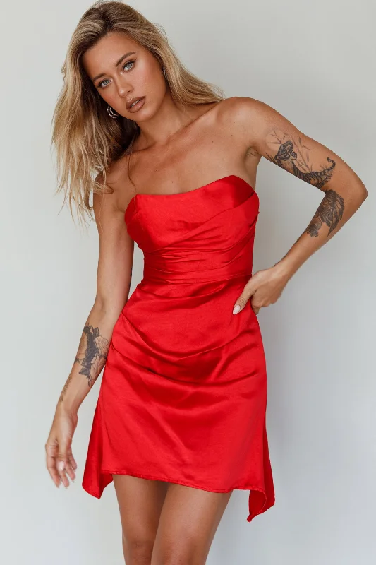 Massive Deals Tamia Strapless Mini Dress Cherry