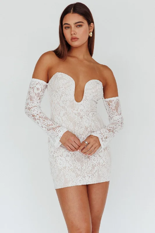 Deal of the Week Nouveau U-Neckline Mini Dress Lace White