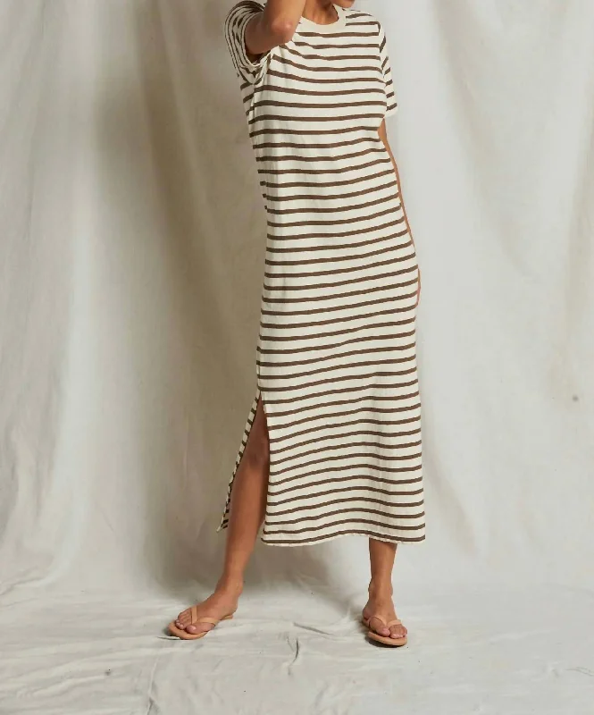 Super Sale Lover Maxi Dress In Walnut Stripe