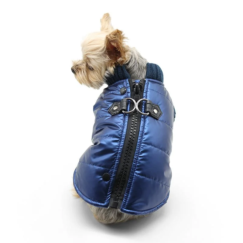 Referral Discount Runner Coat Metallic Blue