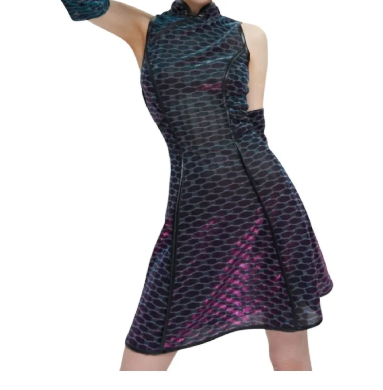 Super Bargain Holographic Futuristic Dress With Detached Sleeves In Purple