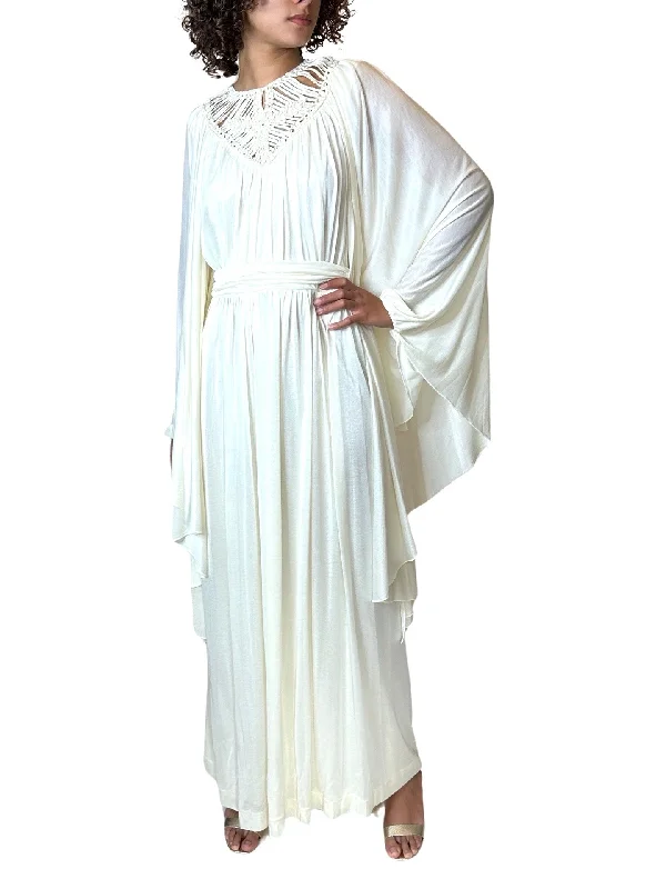 Big Discounts Peekaboo Hire - 1970's Stunning Vintage Cream Goddess Wedding Dress UK 8 - 14