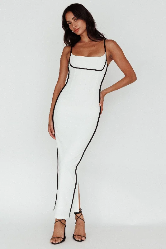 Bonus Savings Sunny Coast Piping Trim Maxi Dress White/Black
