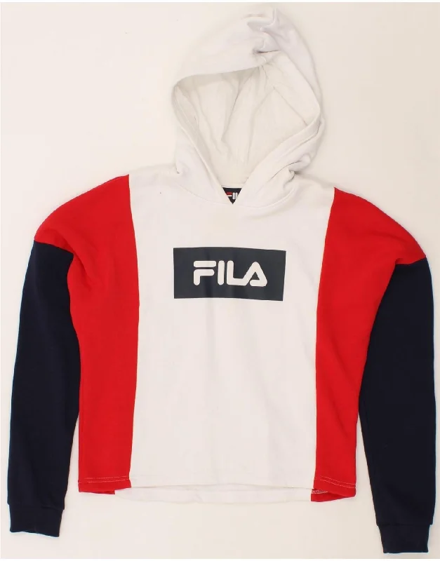 Exclusive Deal FILA Womens Oversized Graphic Hoodie Jumper UK 6 XS White Colourblock Exclusive Deal FILA Womens Oversized Graphic Hoodie Jumper UK 6 XS White Colourblock