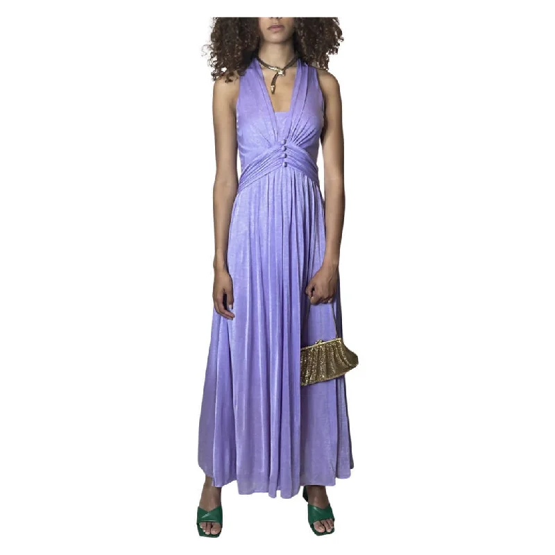 Price Break Gorgeous Original 1970's Vintage Purple Halter Neck Maxi Dress UK 8 - 10