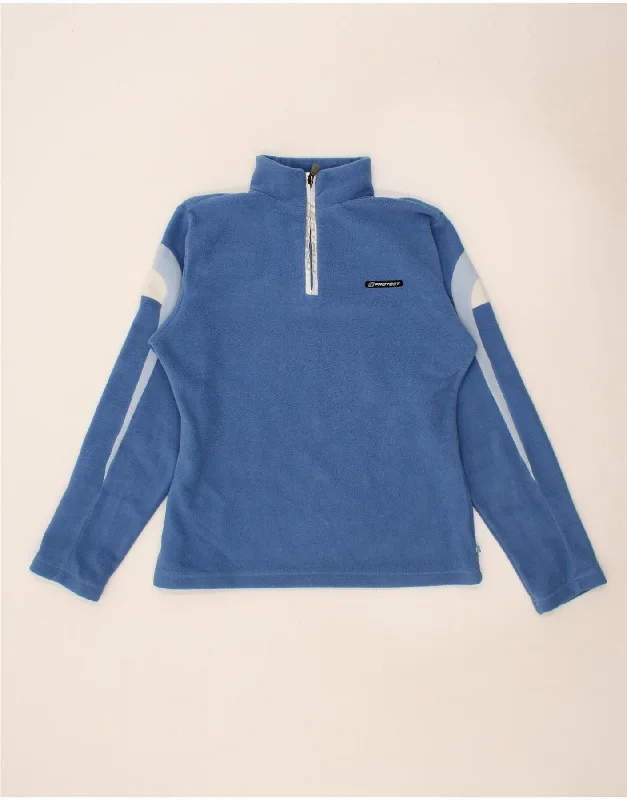 Can't Be Beat PROTEST Womens Zip Neck Fleece Jumper UK 16 Large Blue Polyester