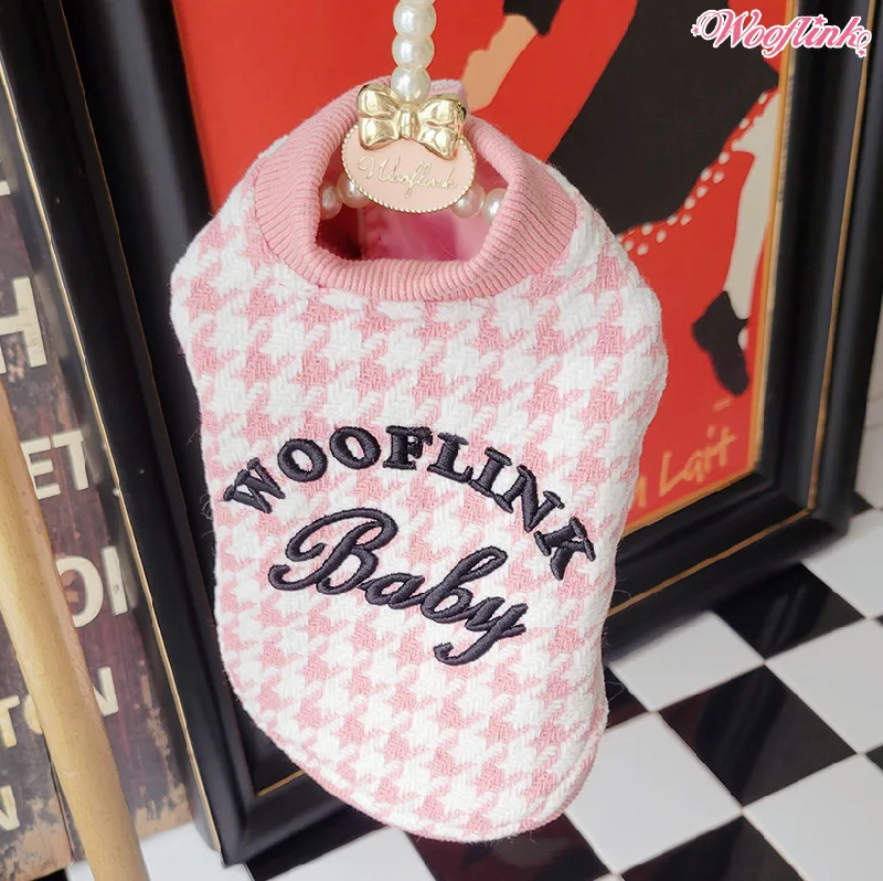 Final Clearance Wooflink Houndstooth Bomber Jacket in Pink