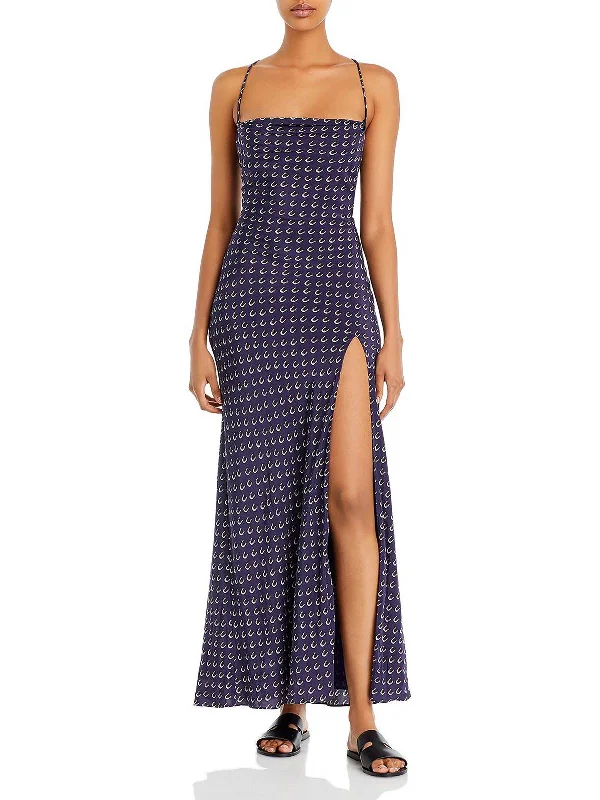 Season Finale Sale Womens Printed Slit Leg Maxi Dress